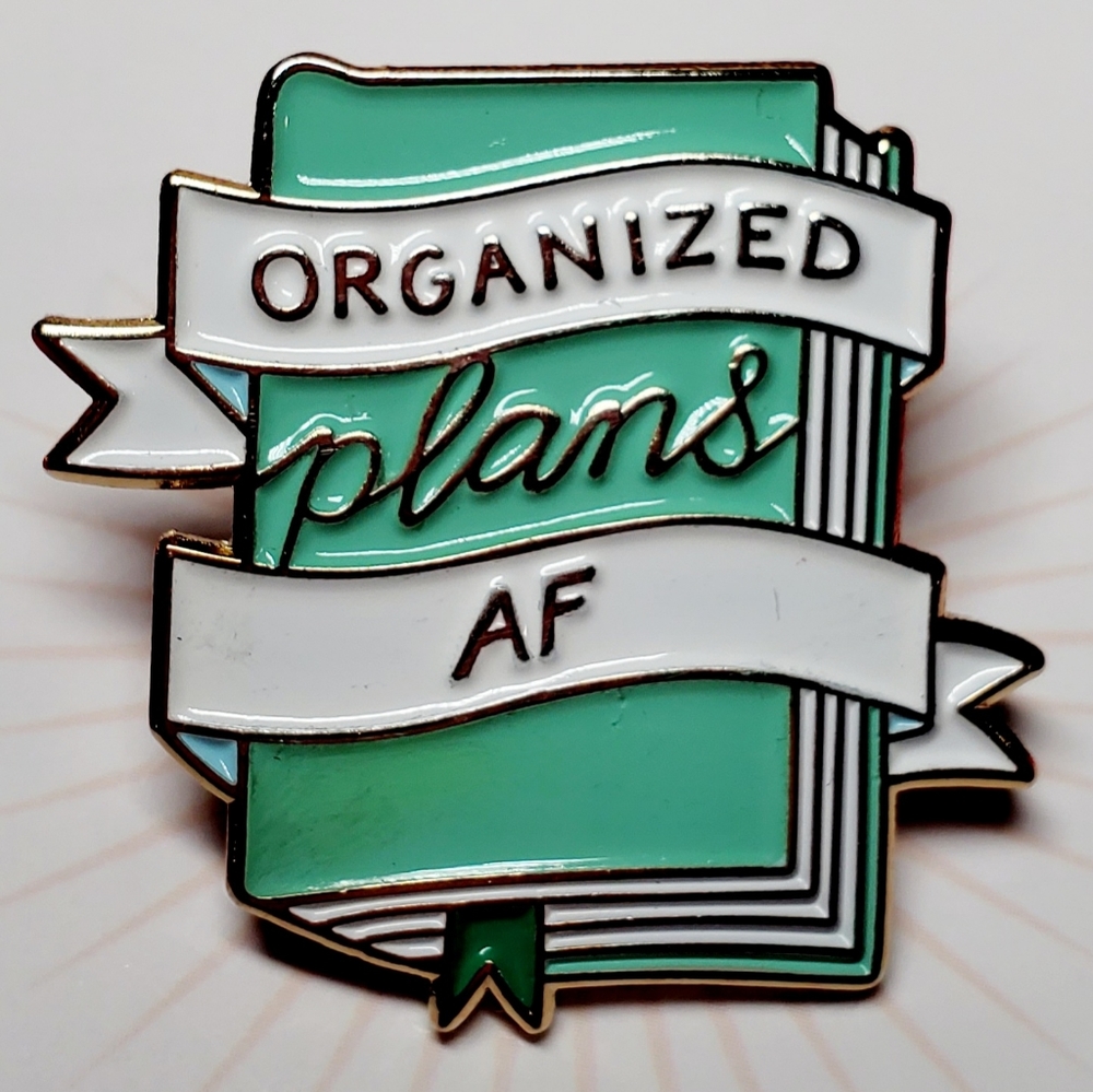 NWT Archer and Olive Enamel Pin 'Organized AF'